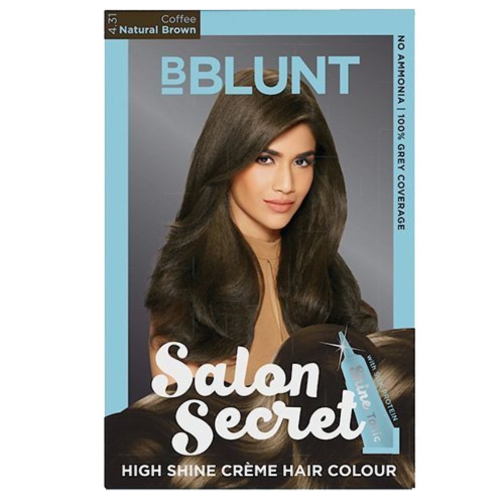 Buy BBLUNT Salon Secret High Shine Creme Hair Colour Coffee, Natural Brown 4.31 ( 100 g+8ml) - Purplle