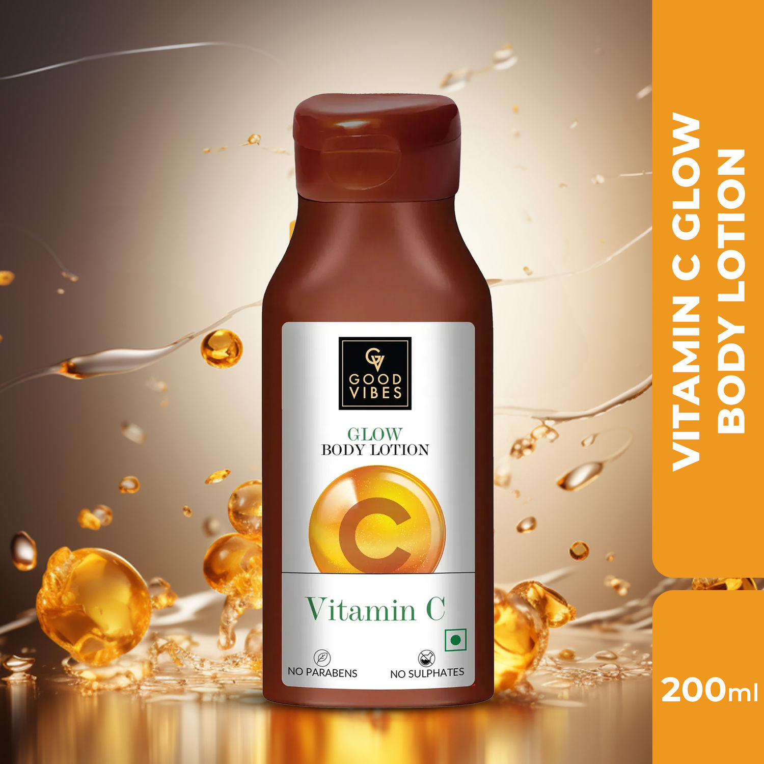 Buy Good Vibes Vitamin C Glow Body Lotion | Nourishing, Brightening, Softening | Vegan, No Parabens, No Sulphates, No Animal Testing (200 ml) - Purplle