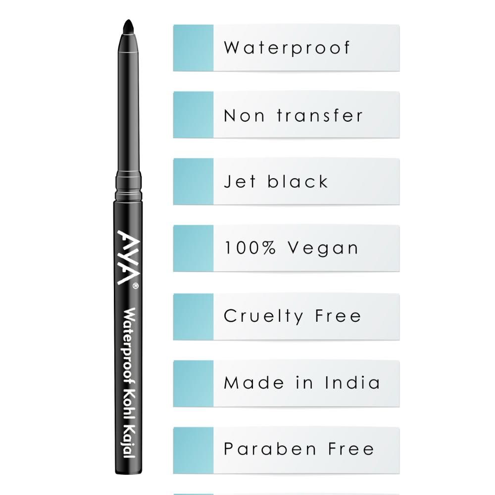 Buy AYA Waterproof Kohl Kajal, Jet Black (0.28 g) - Purplle