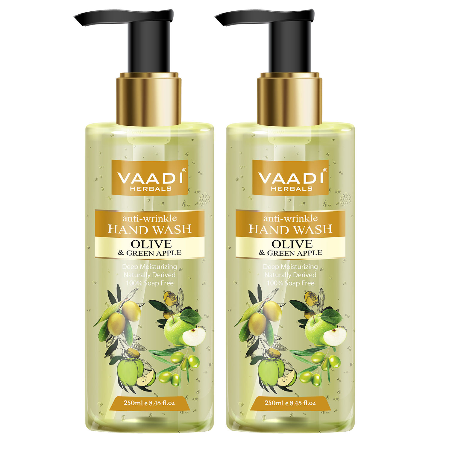 Buy Vaadi Herbals Pack of 2 Anti-Wrinkle Olive and Green Apple Hand Wash (250 ml x 2) - Purplle