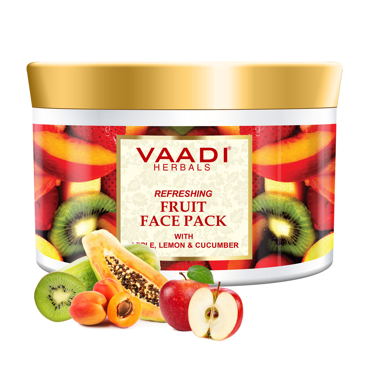 Buy Vaadi Herbals Refreshing Fruit Face Pack With Apple Lemon & Cucumber (600 g) - Purplle