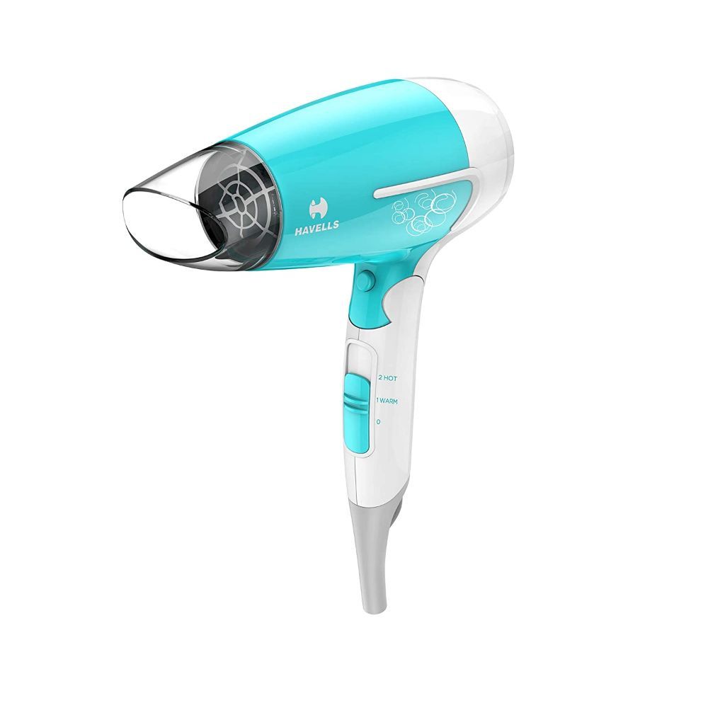 Buy Havells HD3151 1200W Foldable Hair Dryer, 3 Heat (Hot/Cool/Warm) Settings with Cool Shot button (Turquoise) - Purplle