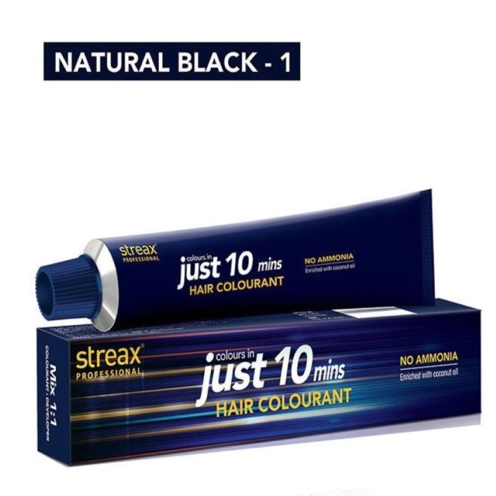 Buy Streax Professional Just 10 hair colourant cream Natural BlacK (60 g) - Purplle
