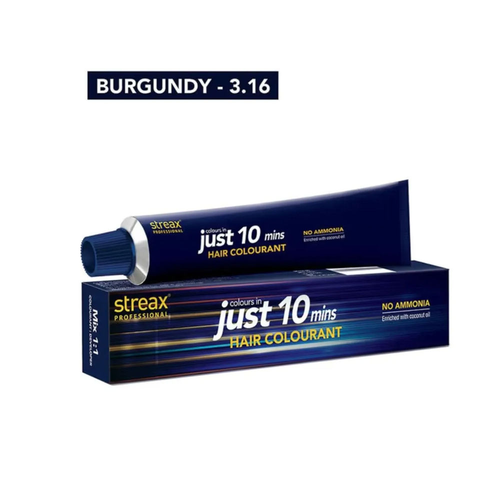 Buy Streax Professional Just 10 hair colourant cream Burgundy (60 g) - Purplle