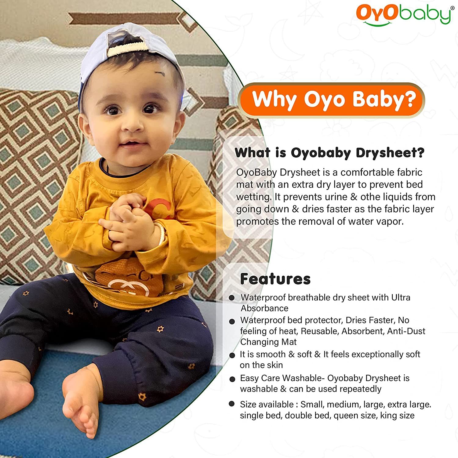 OYO Baby Waterproof Rubber Sheet Double Bed Size 260cm X 200cm