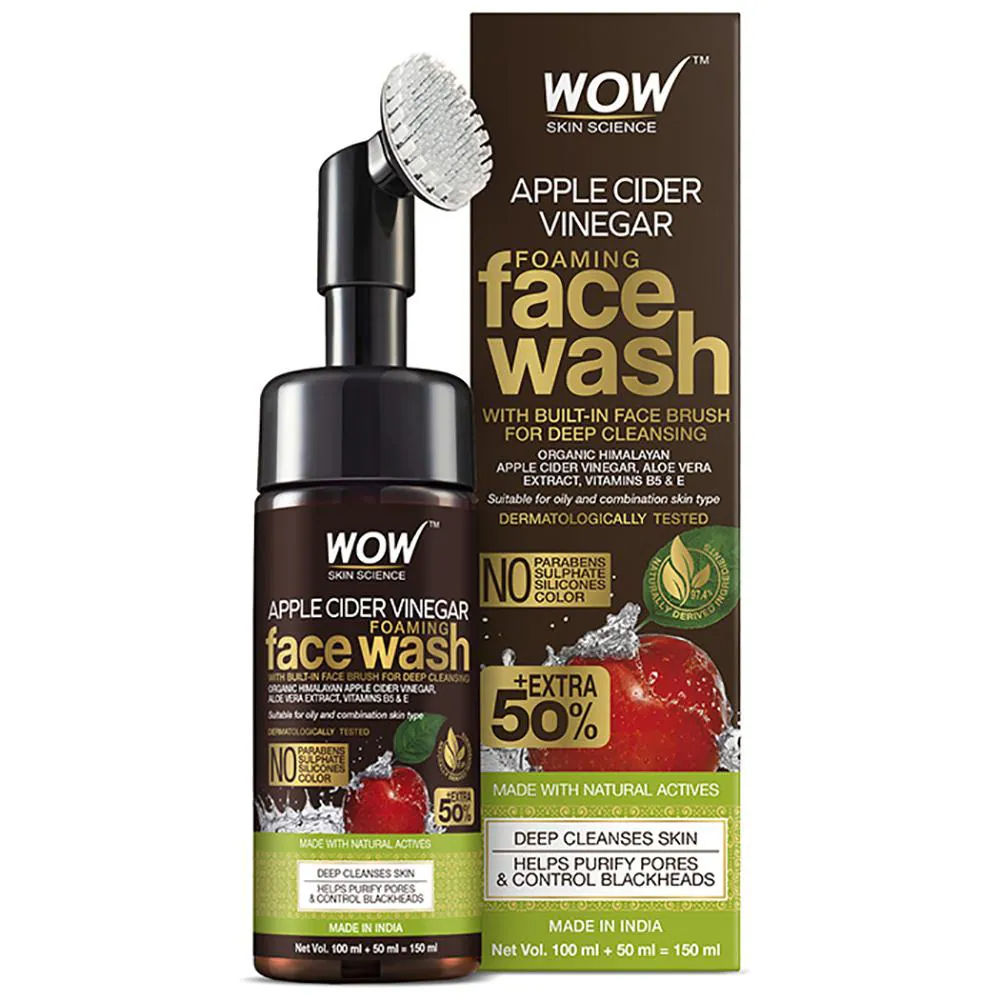 Buy WOW Apple Cider Vinegar Foaming Face Wash - No Parabens, Sulphate and Silicones (With Built-In Brush), 150 ml BOGO - Purplle