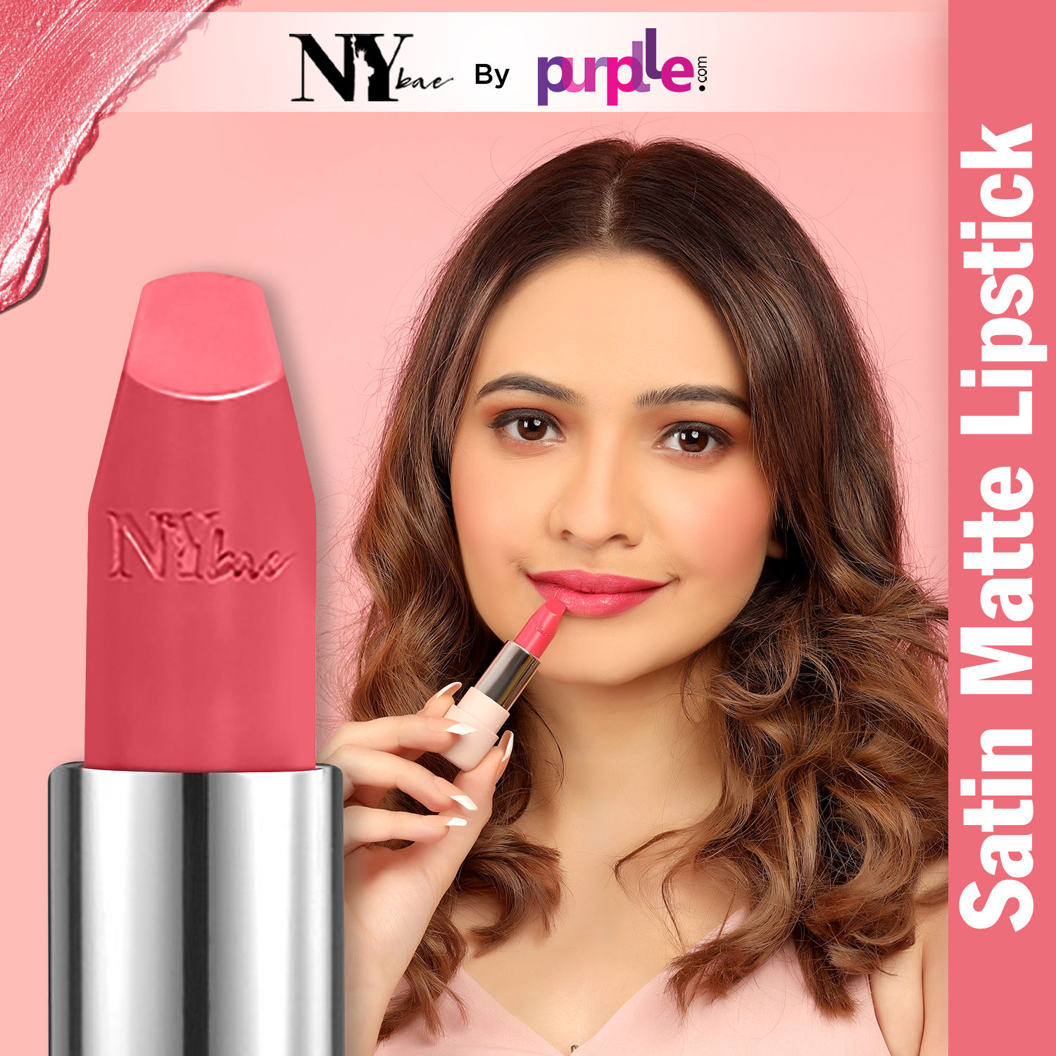 Buy NY Bae Satin Matte Lipstick - Perky Pink 05 (4.2 g) | Pink | Silky Smooth Texture | High Shine | Weightless | With Vitamin A & E - Purplle