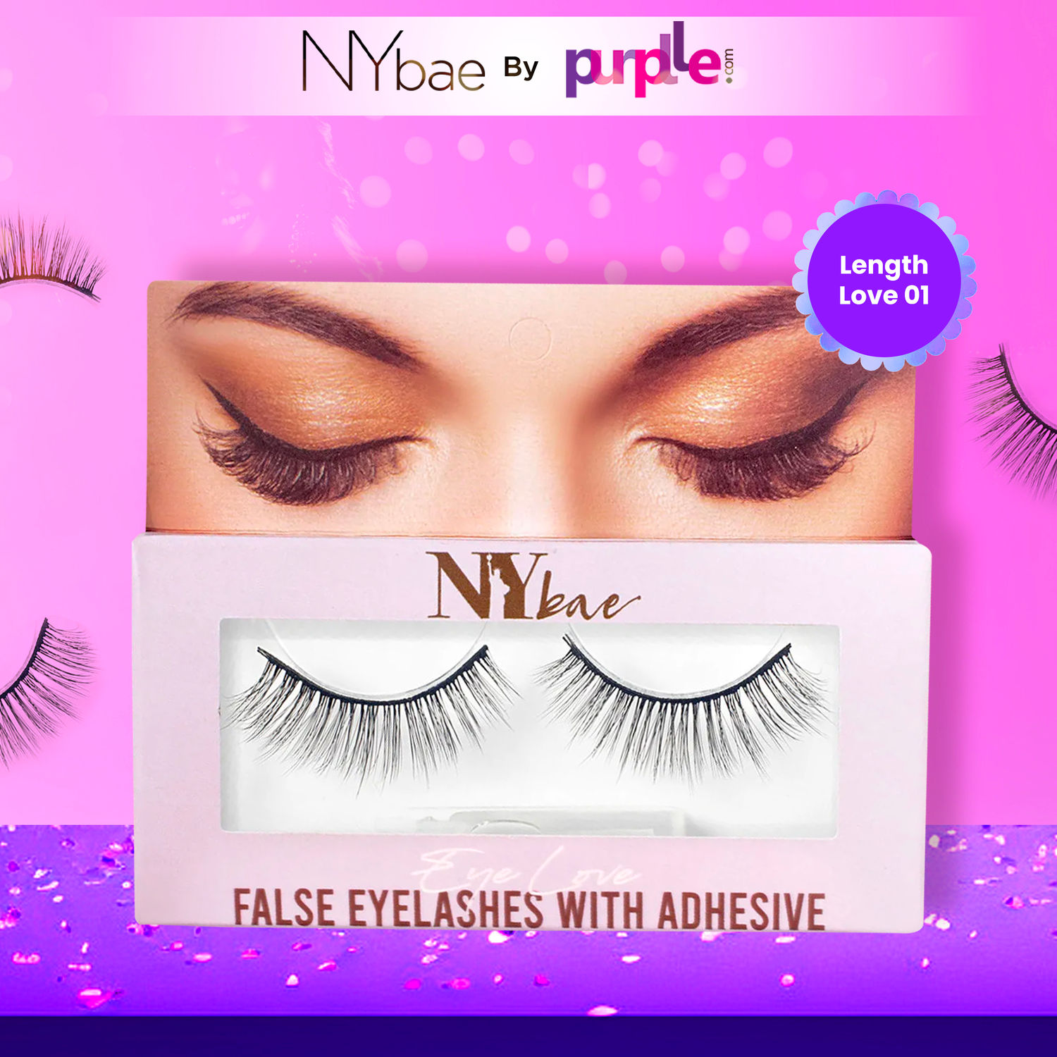 NY Bae Eye Love False Eyelashes With Adhesive Easy Application Comfortable Long Staying Length Love 01
