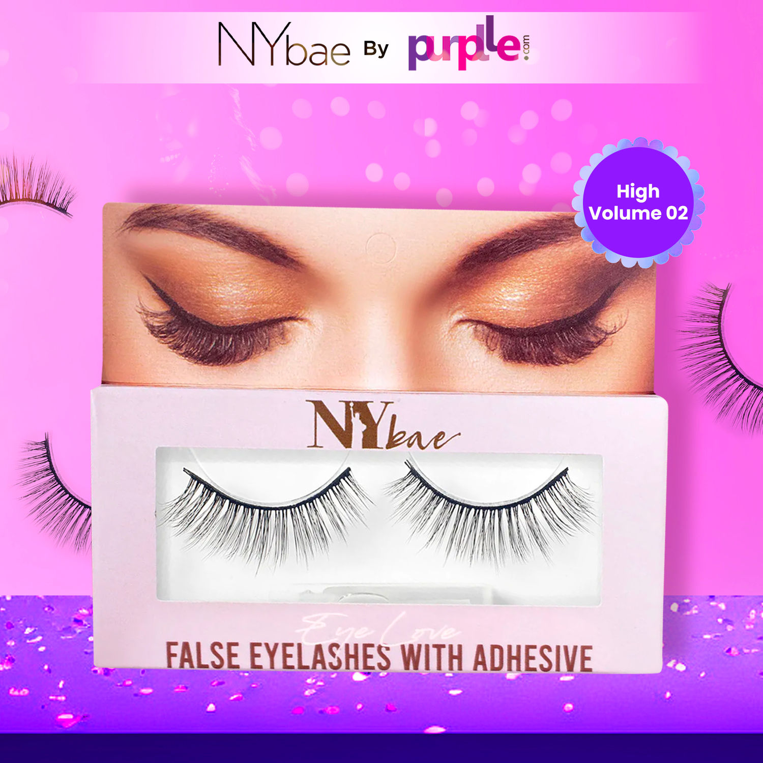 Buy NY Bae Eye Love False Eyelashes With Adhesive | Easy Application | Comfortable | Long Staying - High Volume 02 - Purplle