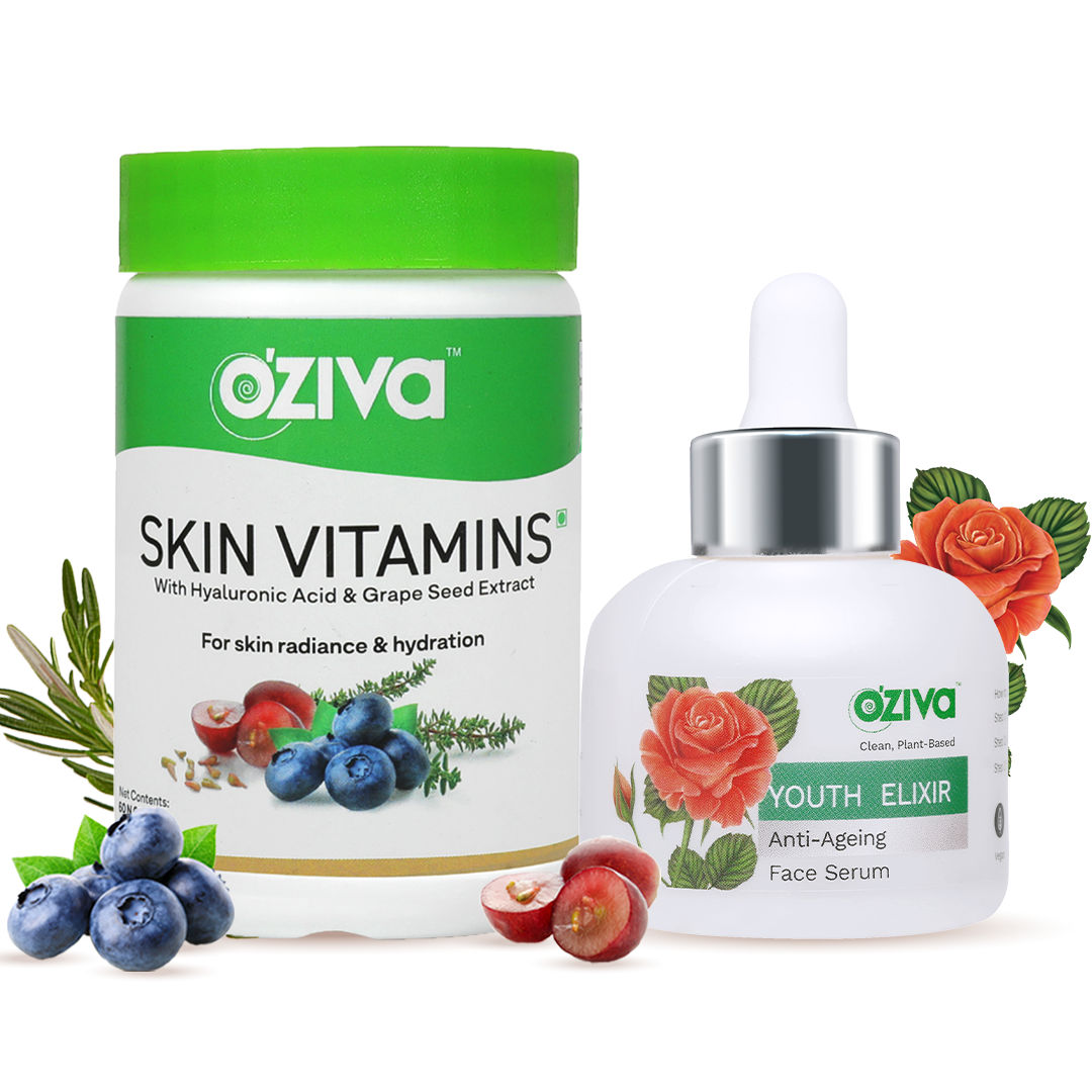 Buy OZiva Anti-Ageing Skincare Routine (Skin Vitamins and Youth Elixir Anti-Ageing Face Serum) - Purplle