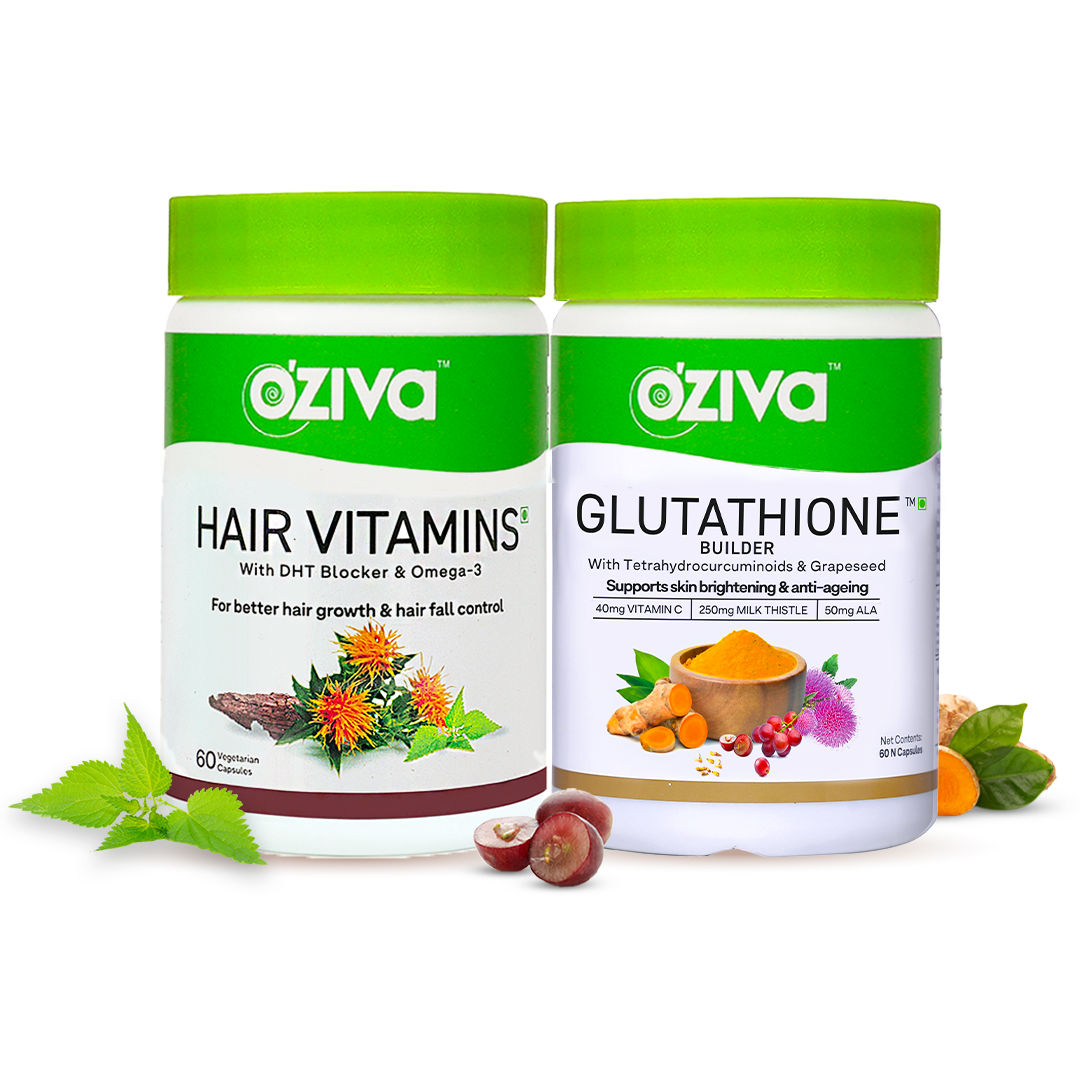 Buy OZiva Better Hair & Skin Pack (Hair Vitamins + Glutathione Builder) - Purplle
