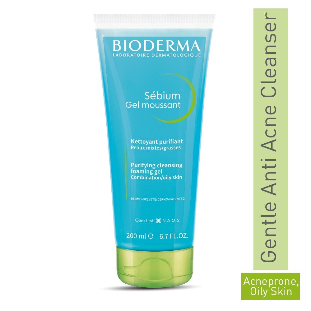 Buy Bioderma Sebium Gel Moussant Purifying Cleansing Foaming Gel Combination To Oily Skin (Tube),(200 ml) - Purplle