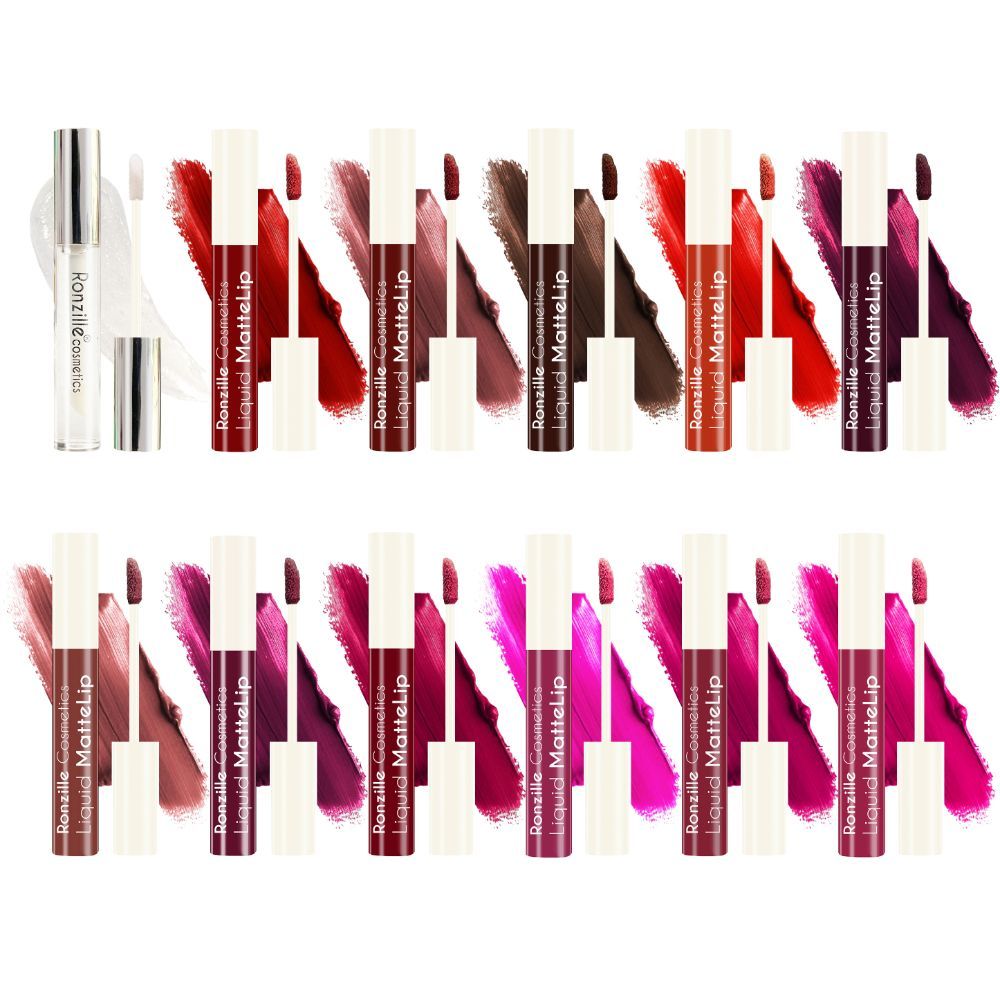 Buy Ronzille Super Matte Liquid Lipstick Set of 12 ( 11 Liquid Lipstick + 1 Lipgloss) - Purplle