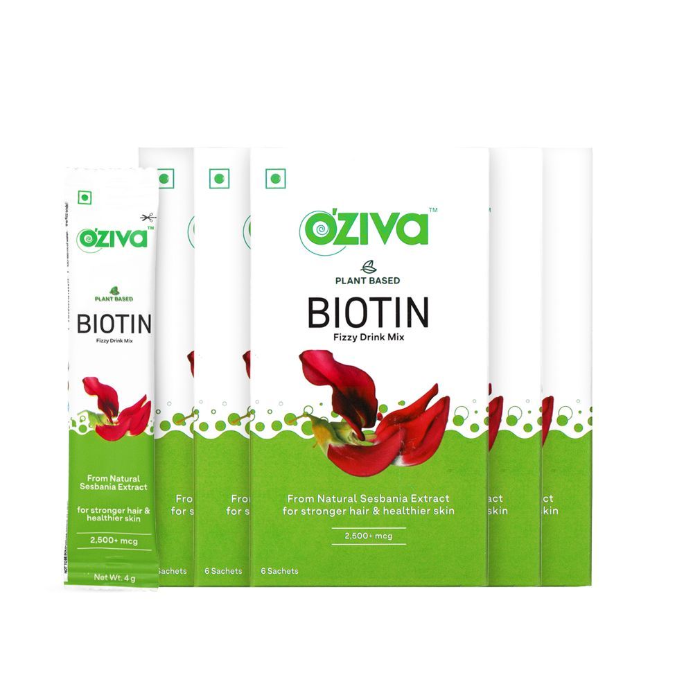 Buy OZiva Biotin Fizzy Drink for Better Hair, Skin, & Nails (Pack of 5, 30 sachets) - Purplle