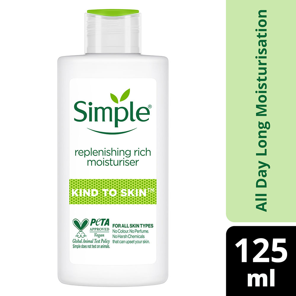 Buy Simple Kind to Skin Replenishing Rich Moisturiser| Moisturiser for sensitive Skin | No Added Perfume, No Harsh Chemicals, No Artificial Color, No Alcohol and No Parabens | 125 ml - Purplle