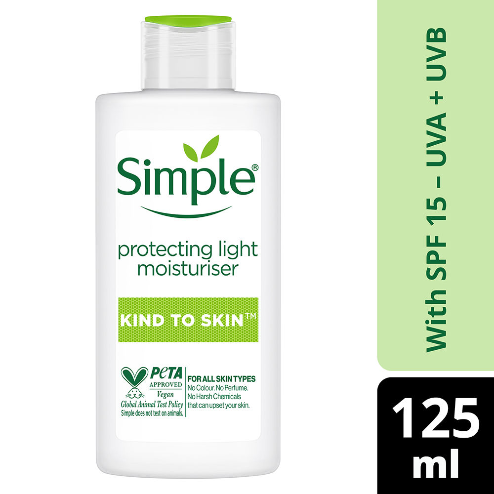 Buy Simple Kind to Skin Protecting Light Moisturiser SPF 15 | Moisturiser for All skin types | No Added Perfume, No Harsh Chemicals, No Artificial Color, No Alcohol and No Parabens | 125 ml - Purplle