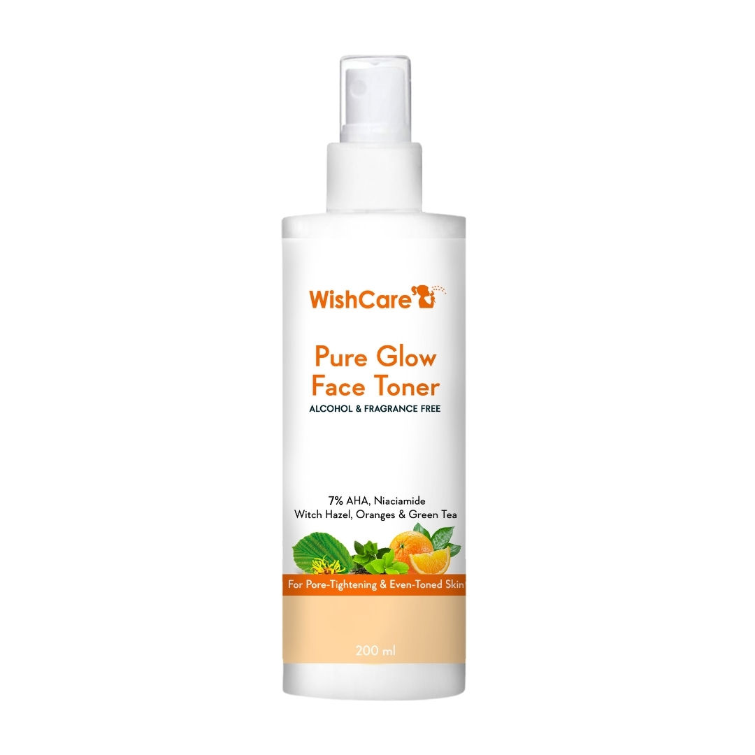 Buy WishCare Pure Glow Face Toner for Pore Tightening & Even Toned Skin with 7% AHA, Oranges & Green Tea (200 ml) - Purplle