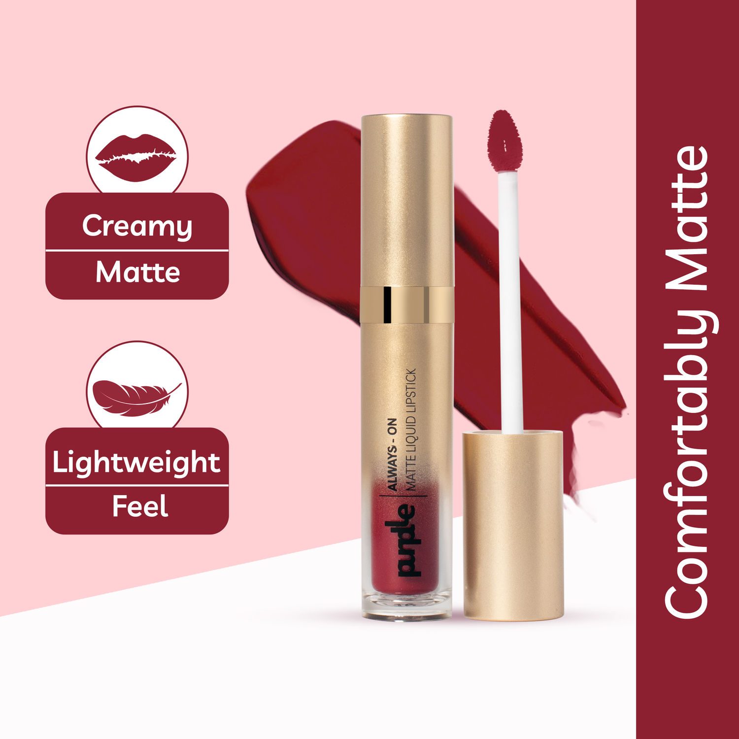 Buy Purplle Always - On Matte Liquid Lipstick - Lusty Love 17 (6.5ml) - Purplle