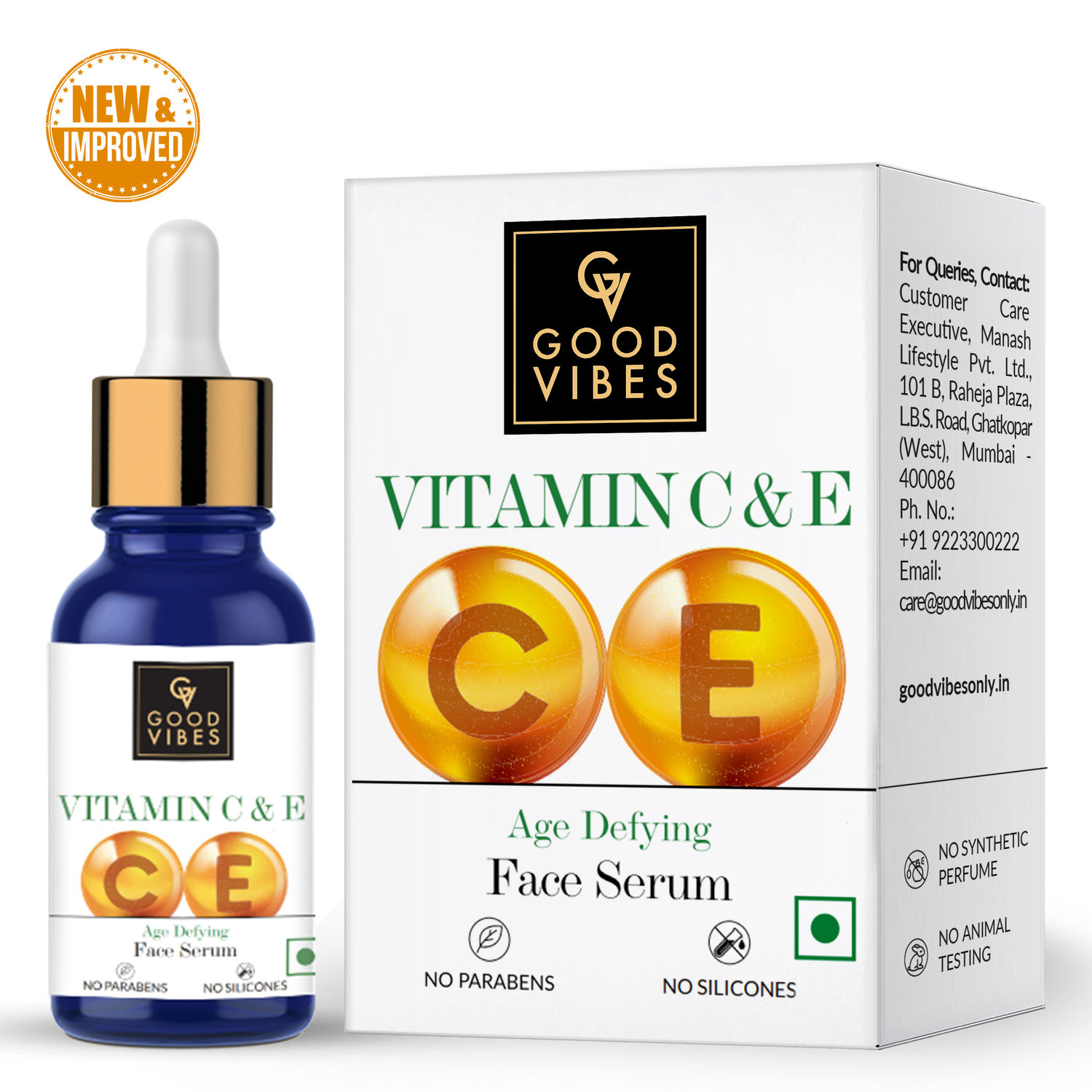 Buy Good Vibes Vitamin C & E Age Defying Face Serum | Fast Aborption | With Orange | No Parabens, No Silicones, No Sulphates, No Animal Testing (10 ml) - Purplle