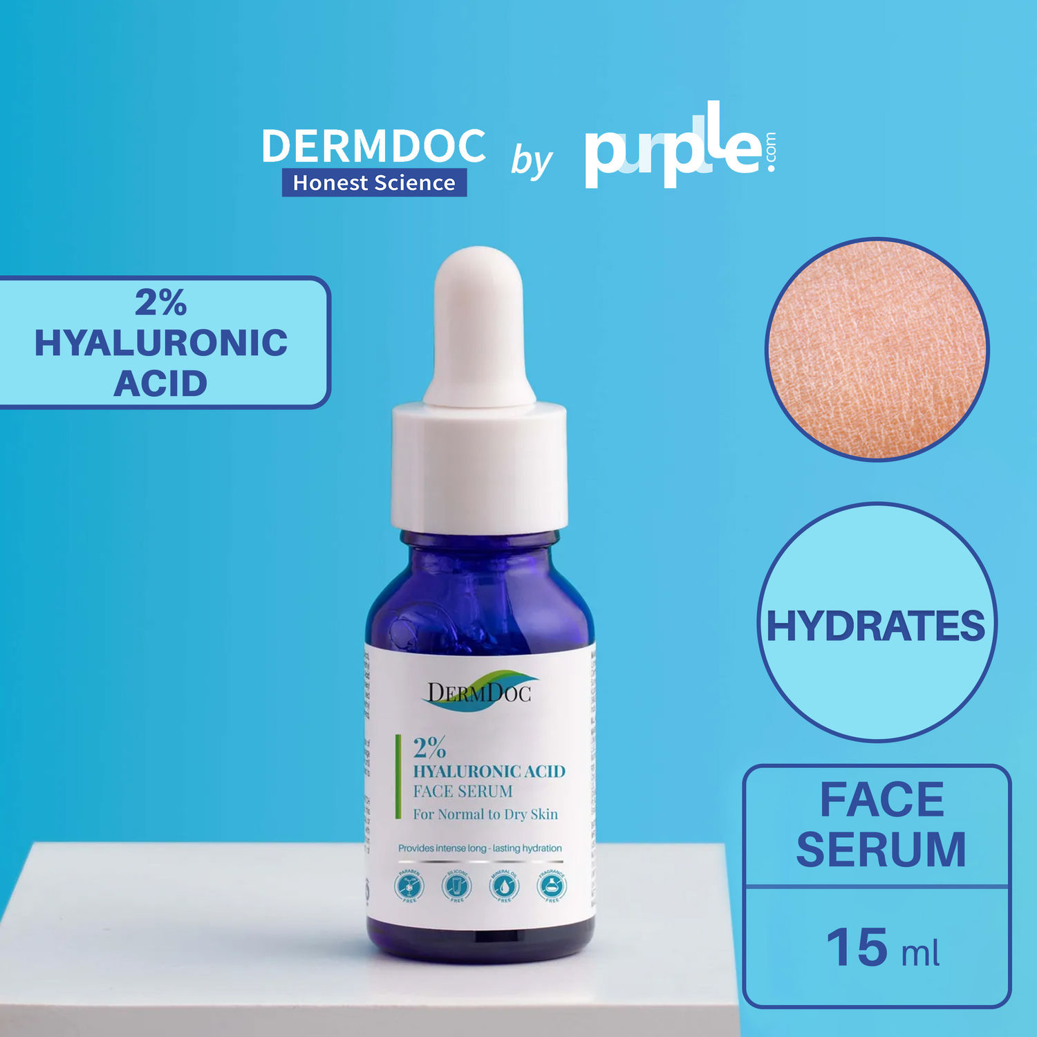 Buy DERMDOC by Purplle 2% Pure Hyaluronic Acid Face Serum (15ml) | serum for face | hyaluronic acid for dry skin | dry & dehydrated skin - Purplle