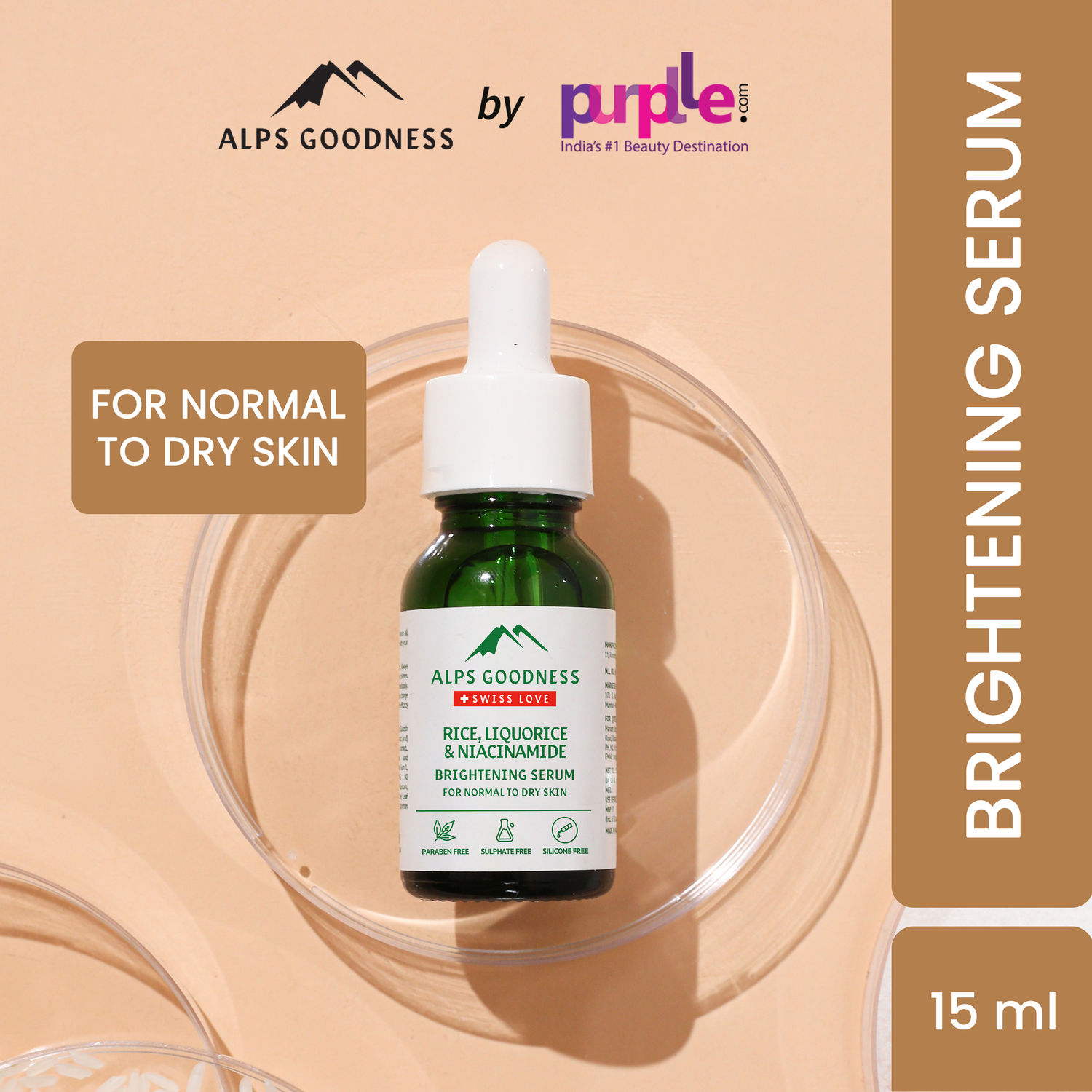 Buy Alps Goodness Rice Liquorice & Niacinamide Brightening Serum for Normal to Dry Skin (15 ml)| Paraben, Sulphate, Silicone, Mineral Oil Free| Vegan|For Dry Skin| Face Serum - Purplle