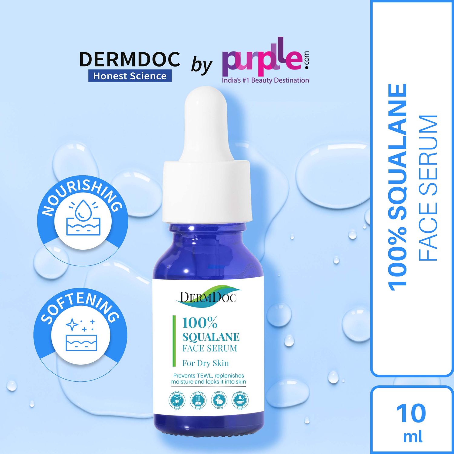 Buy DermDoc by Purplle 100% Pure Squalane Oil based Face Serum (10ml) - Purplle