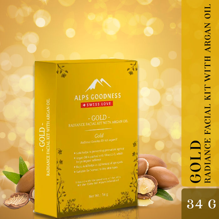 Buy Alps Goodness Gold Radiance Facial Kit with Argan Oil (34 gm) - Purplle