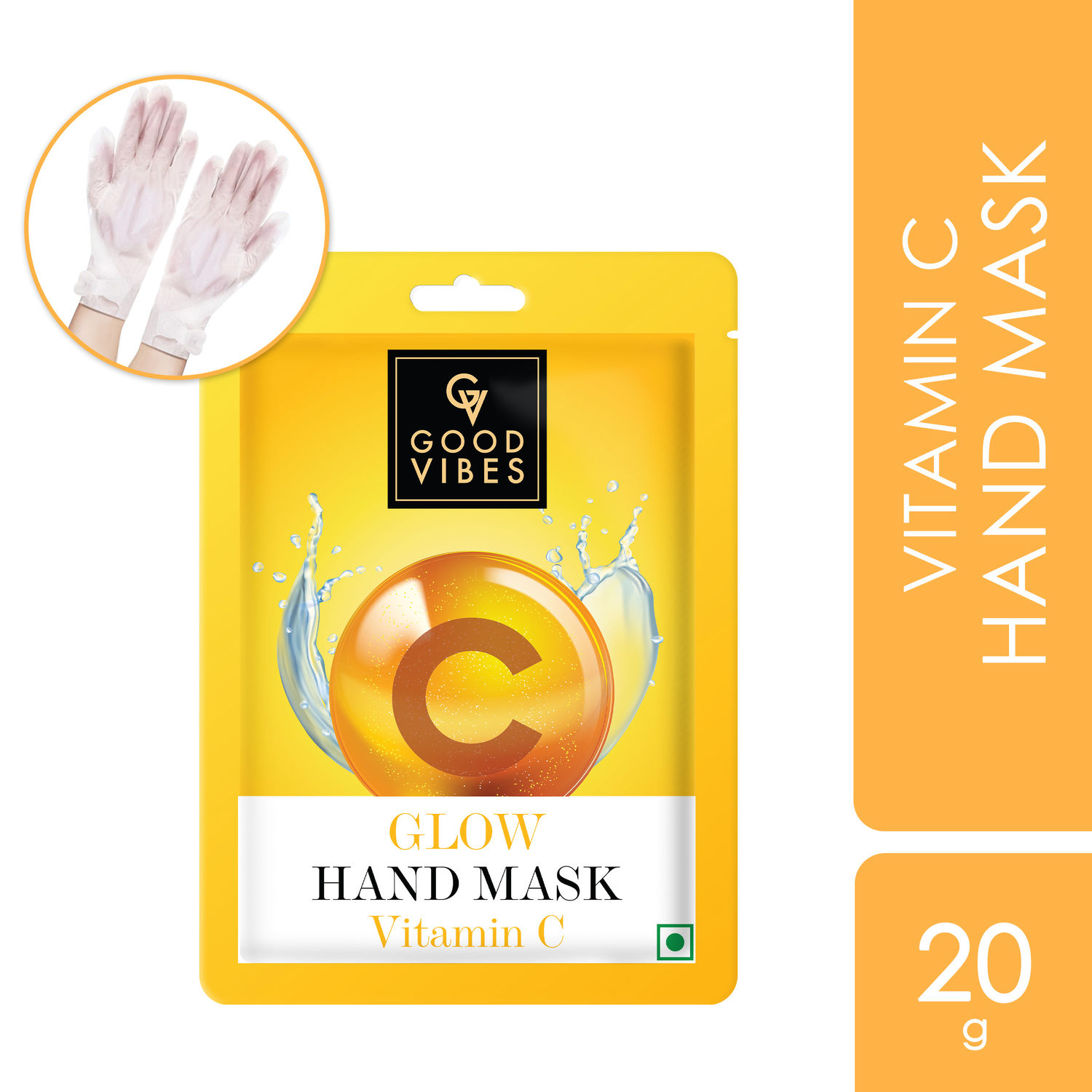 Buy Good Vibes Vitamin C Glow Hand Mask | Brightening, Soothing | Vegan, No Parabens, No Sulphates, No Alcohol, No Animal Testing (20 g) - Purplle