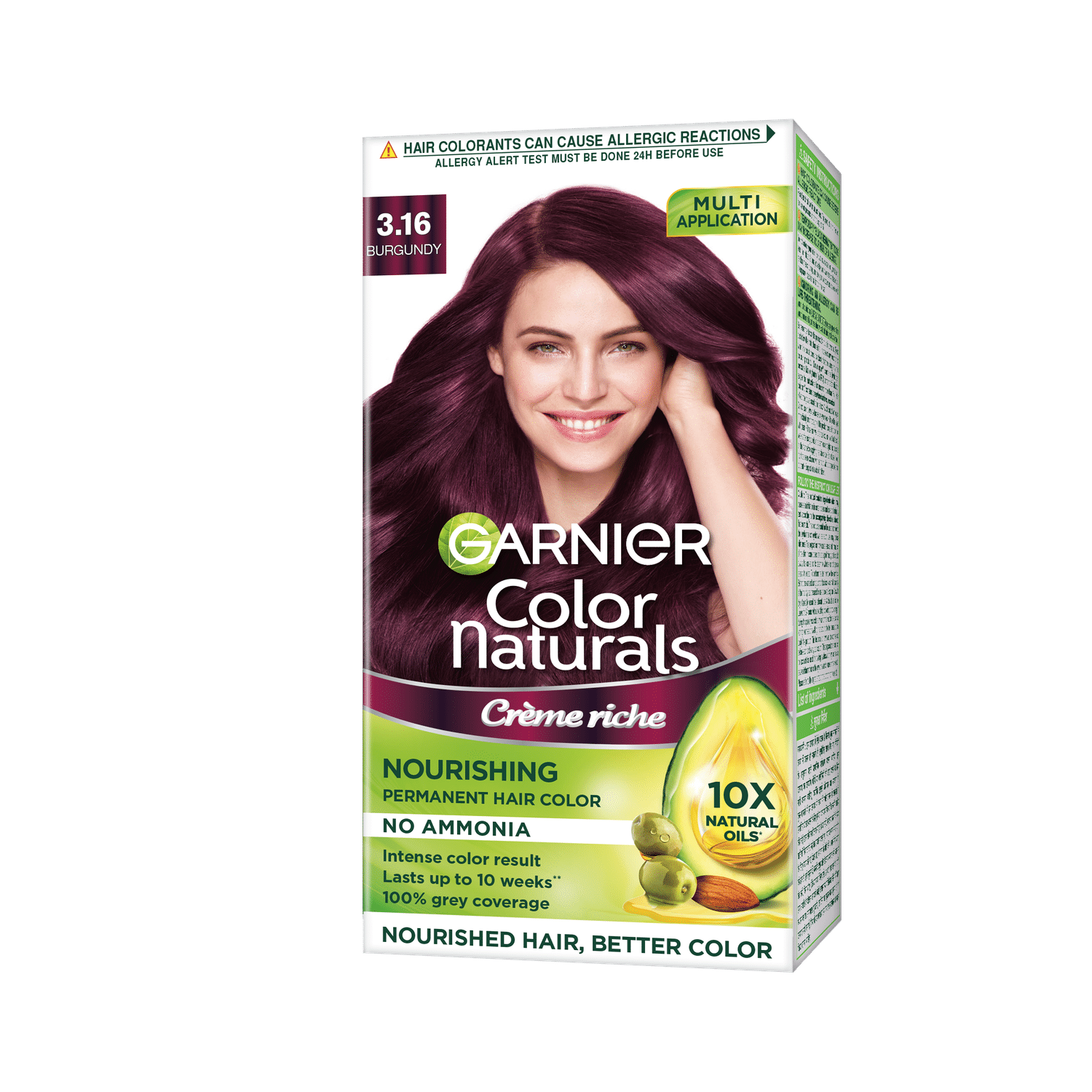 Buy Garnier Color Naturals Creme hair color, Shade 3.16 Burgundy (70 ml + 60 g) - Purplle