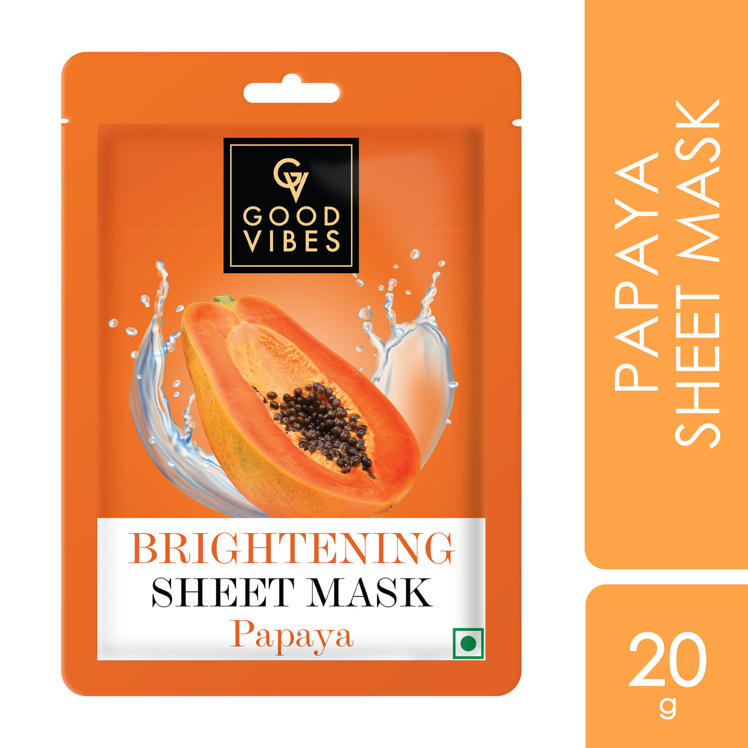 Buy Good Vibes Papaya Brightening Sheet Mask | Glowing Softening Anti-Pigmentation | Vegan No Parabens No Sulphates No Alcohol No Animal Testing (20 gm) - Purplle