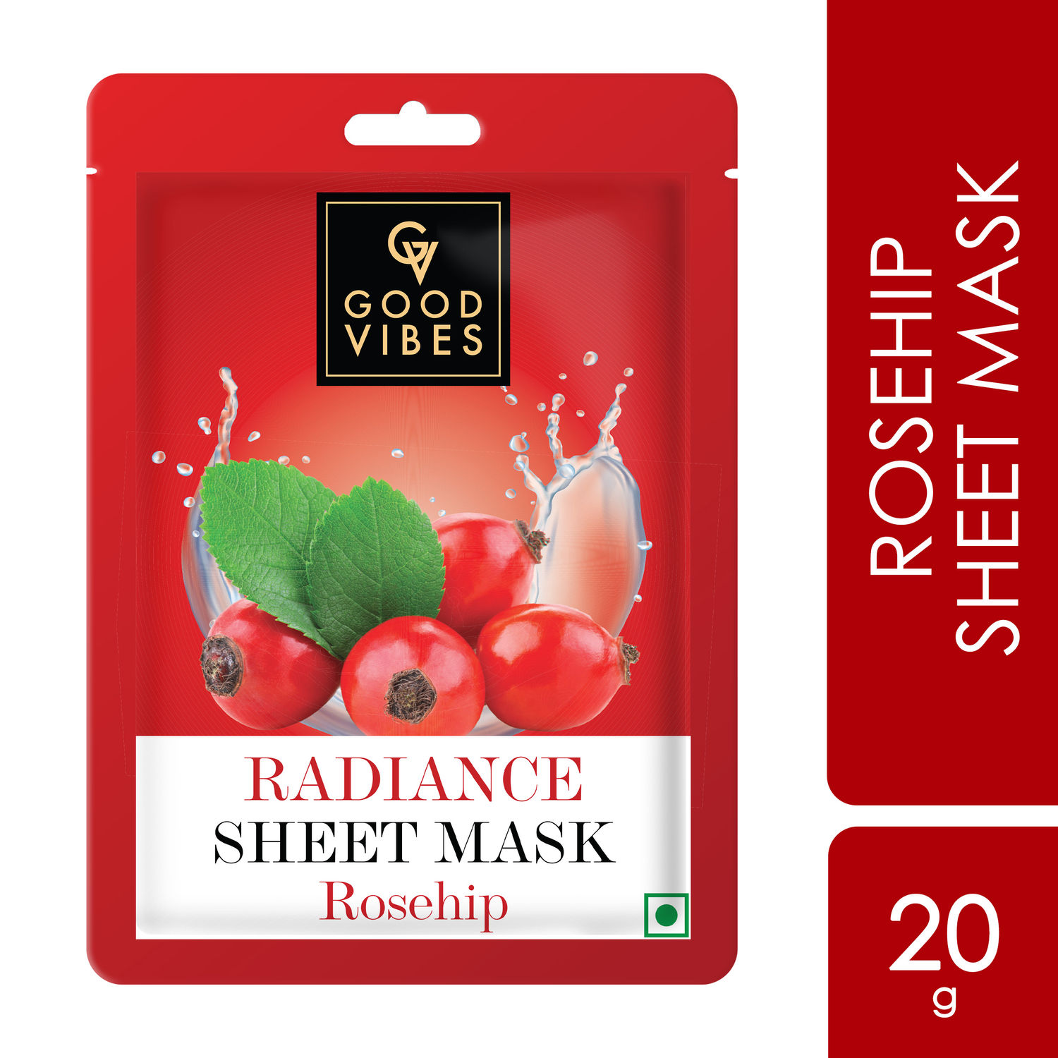 Buy Good Vibes Rosehip Radiance Sheet Mask | Glowing, Moisturizing | Vegan, No Parabens, No Sulphates, No Alcohol, No Animal Testing (20 ml) - Purplle