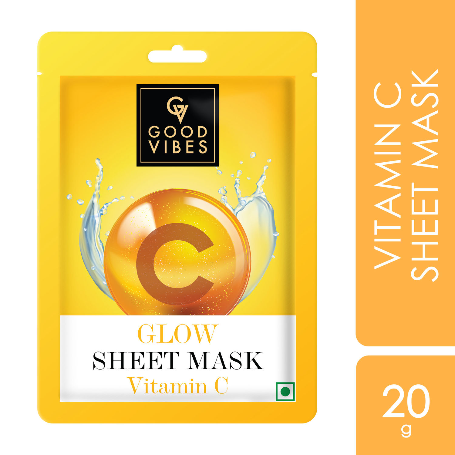 Buy Good Vibes Vitamin C Glow Sheet Mask | For Radiant, Glowing Skin | Vegan, No Parabens, No Sulphates, No Mineral Oil, No Animal Testing (20 g) - Purplle