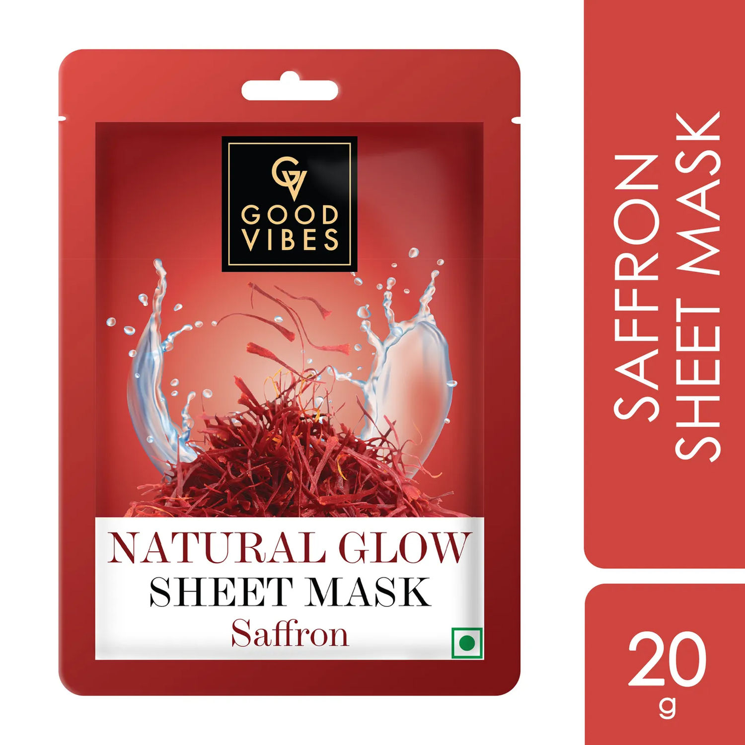 Buy Good Vibes Saffron Natural Glow Sheet Mask | For Glowing & Smooth Skin | Fights Signs Of Ageing, Treats Rough & Dull Skin (20 g) - Purplle