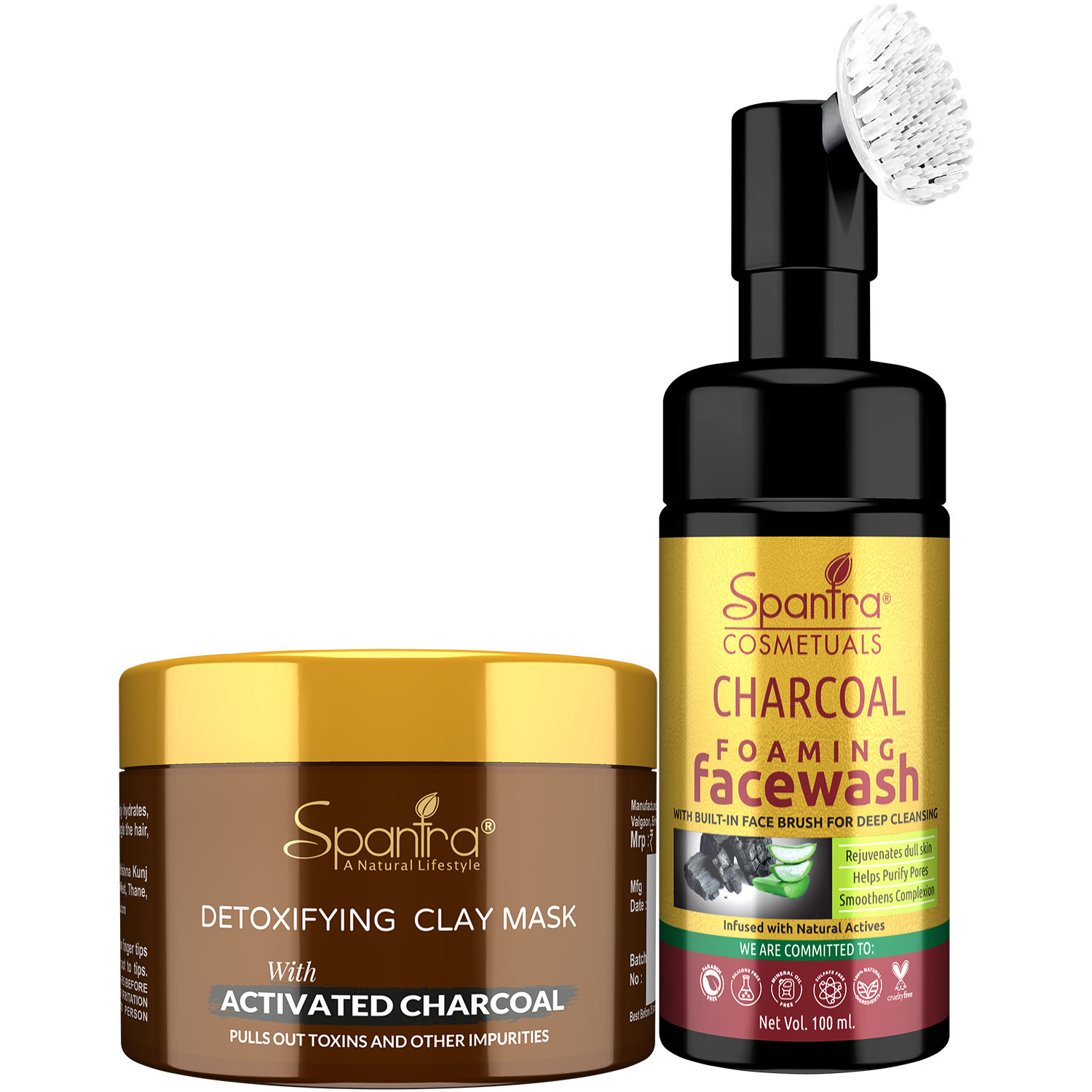 Buy Spantra Charcoal Clay Mask 125 gm, & Face Wash, 100ml(Pack of 2) - Purplle