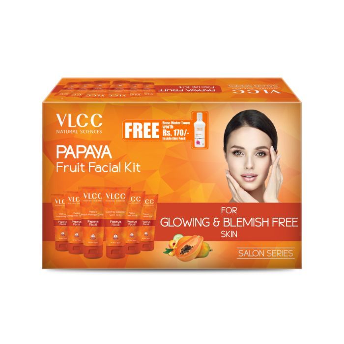 Buy VLCC Papaya Fruit Facial Kit + FREE Rose Water Toner Worth (300 g + 100 ml) - Purplle