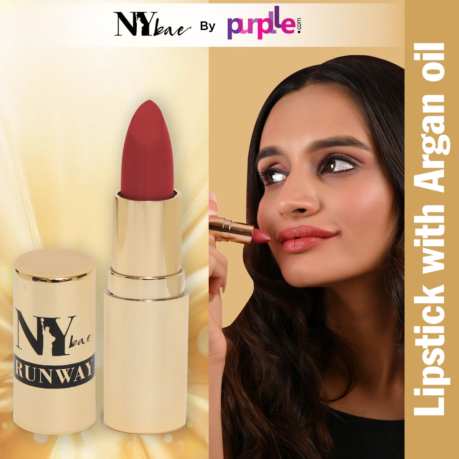 Buy NY Bae Runway Matte Lipstick | Infused With Argan Oil | Moisturising | Long Lasting | Light weight- Rehearsal Look 19 (4.5 g) - Purplle