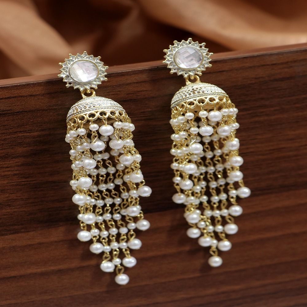 Buy MS Fashion India Gold Plated Stylish Fancy Party Wear Pearl Triple  Jhumka Earrings Online at Best Price | Distacart