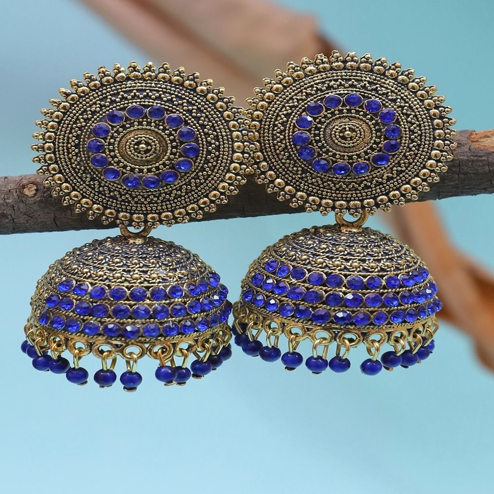 Blue cheap stone jhumka