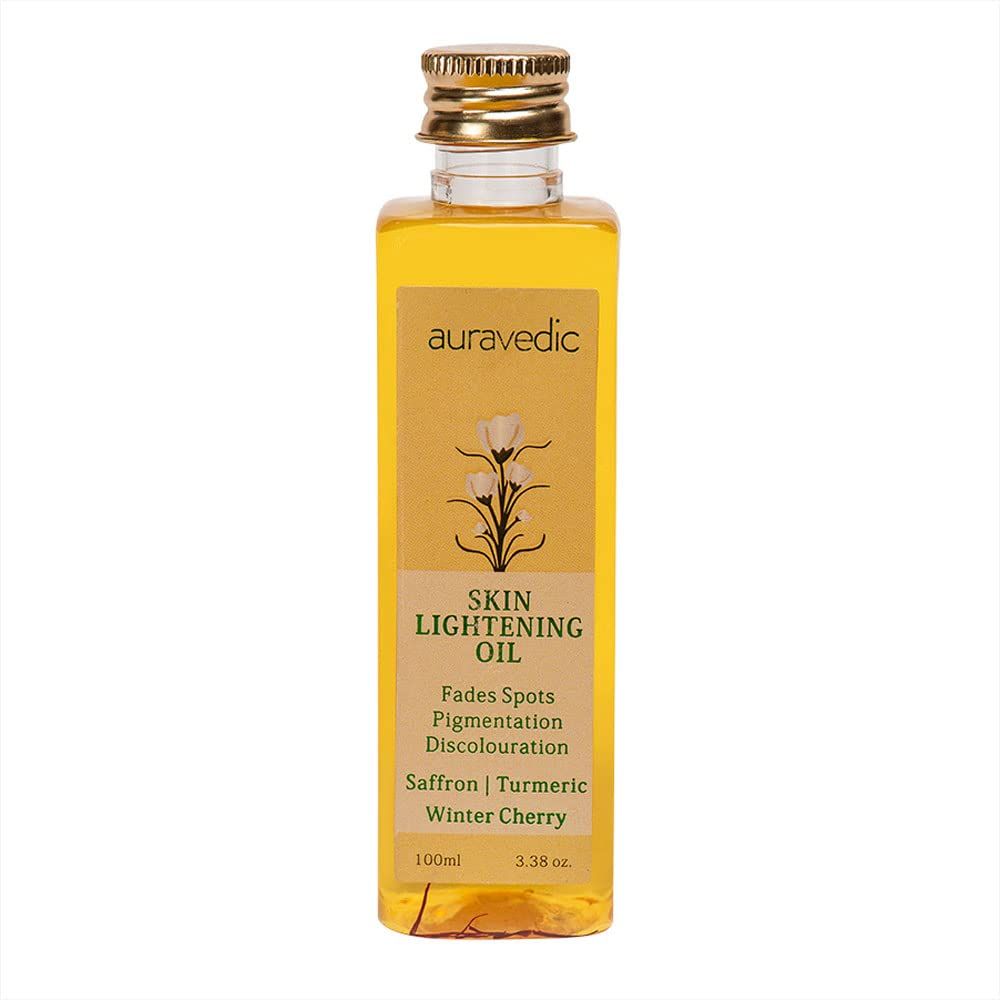 Buy AURAVEDIC Skin Lightening Oil 100 Ml. Saffron Oil/Turmeric Face oil for Glowing Skin, Pigmentation,Dark spots,Skin Whitening, Skin Brightening for Women/Men - Purplle