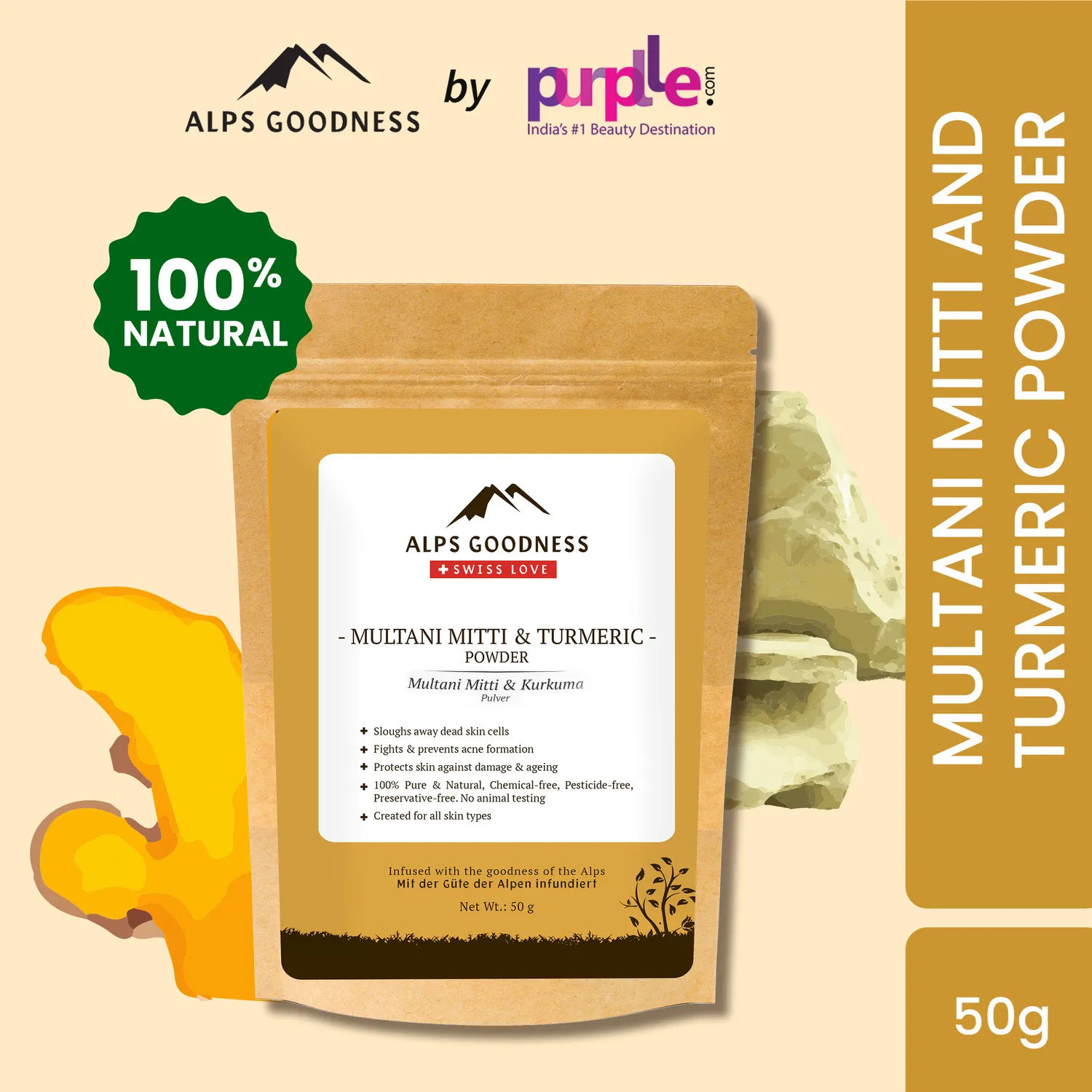 Buy Alps Goodness Multani Mitti & Turmeric Powder (50 gm) - Purplle