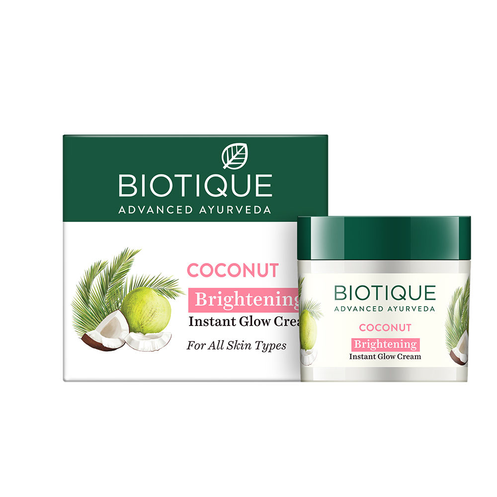 Buy Biotique Coconut Brightening Instant Glow Cream (50 g) - Purplle