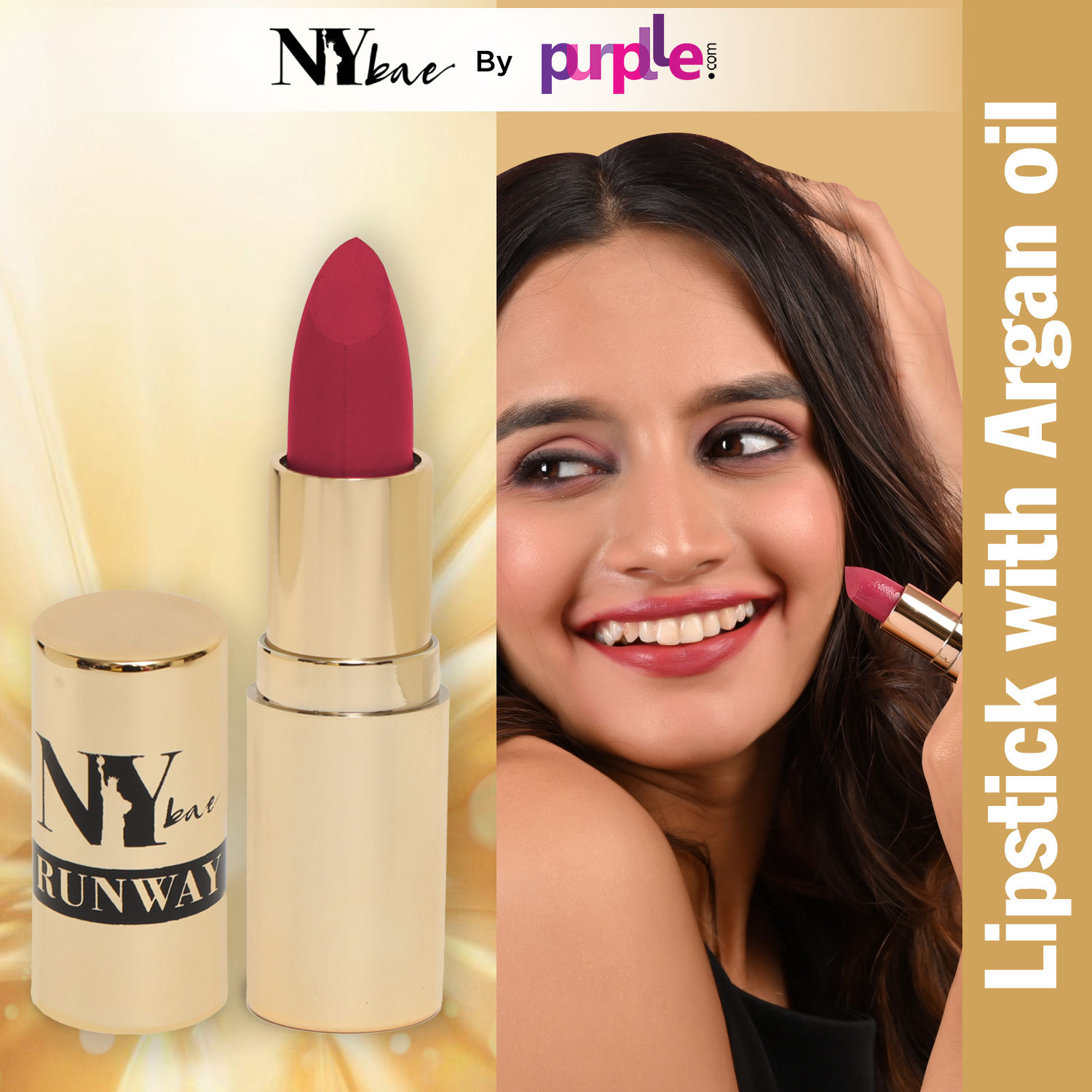 Buy NY Bae Runway Matte Lipstick | Infused With Argan Oil | Purple | Moisturising | Long Lasting | Light weight- Featured Look 13 (4.5 g) - Purplle