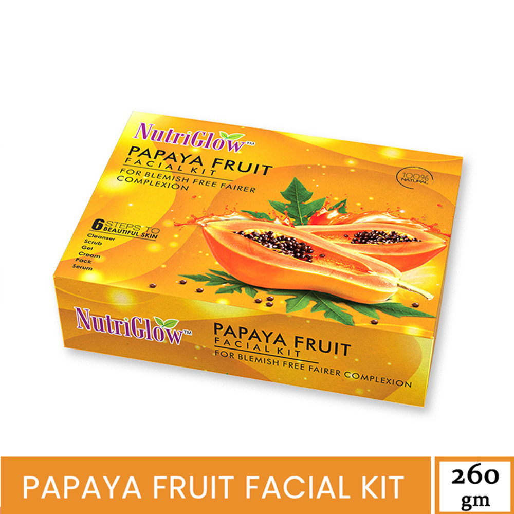 Buy NutriGlow Papaya Fruit Facial Kit For Blemish Free Fairer Complexion, 260 gm - Purplle