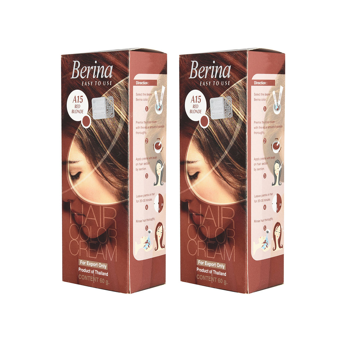Buy Berina A15 Red Blonde Hair Color Cream 60gm Each (Pack of 2) - Purplle