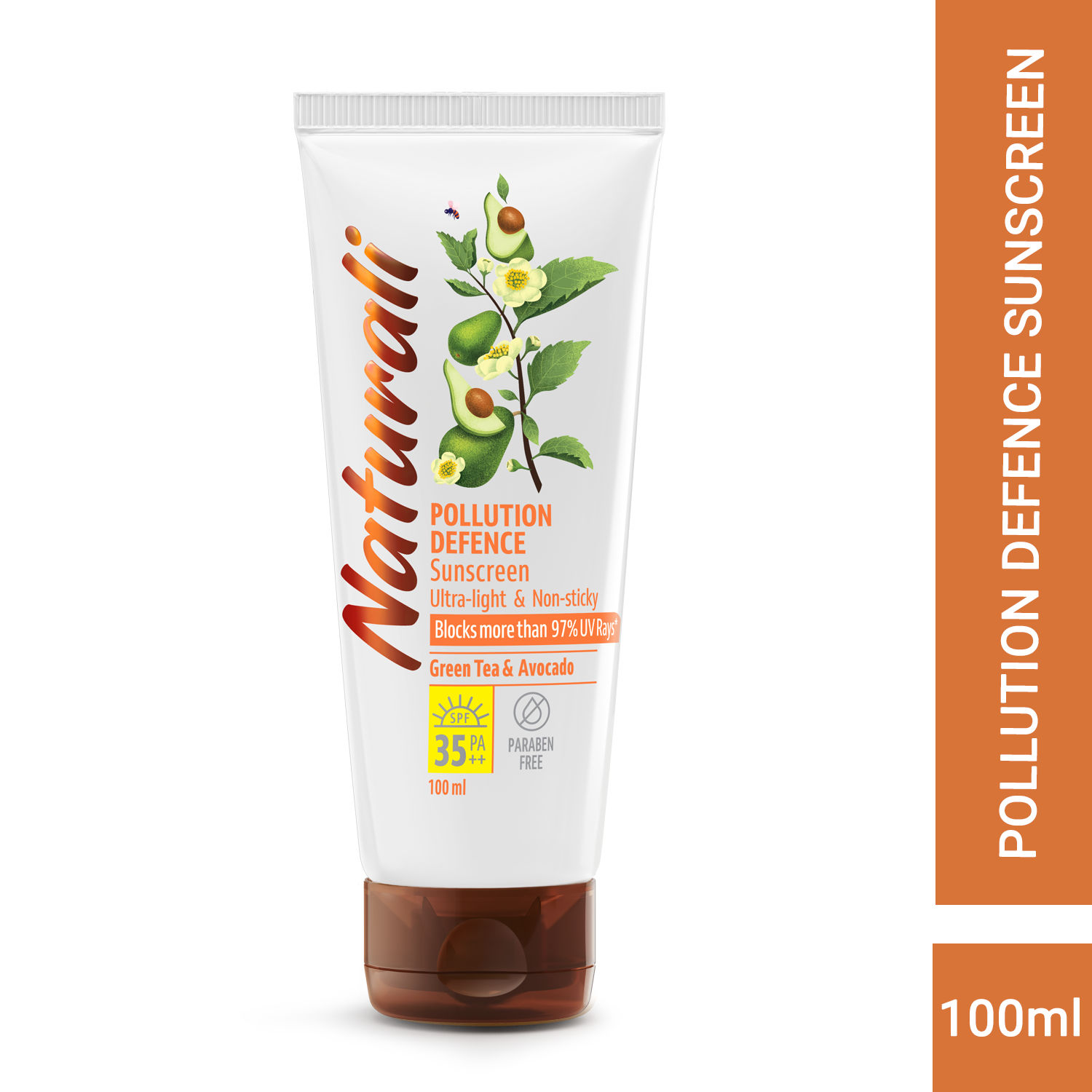 Buy Naturali Pollution Defence Sunscreen | With Green Tea & Avocado | SPF 35 PA++ | Protects from Sun & Pollution | 100 ml - Purplle