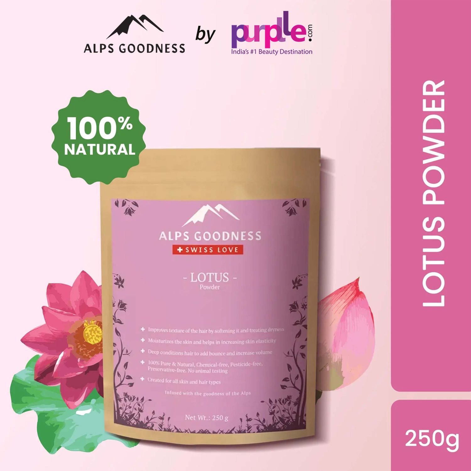 Buy Alps Goodness Powder - Lotus (250 g) - Purplle