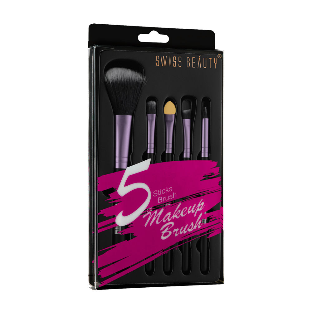 Buy Swiss Beauty Makeup Brushes Set 5 Purple - Purplle