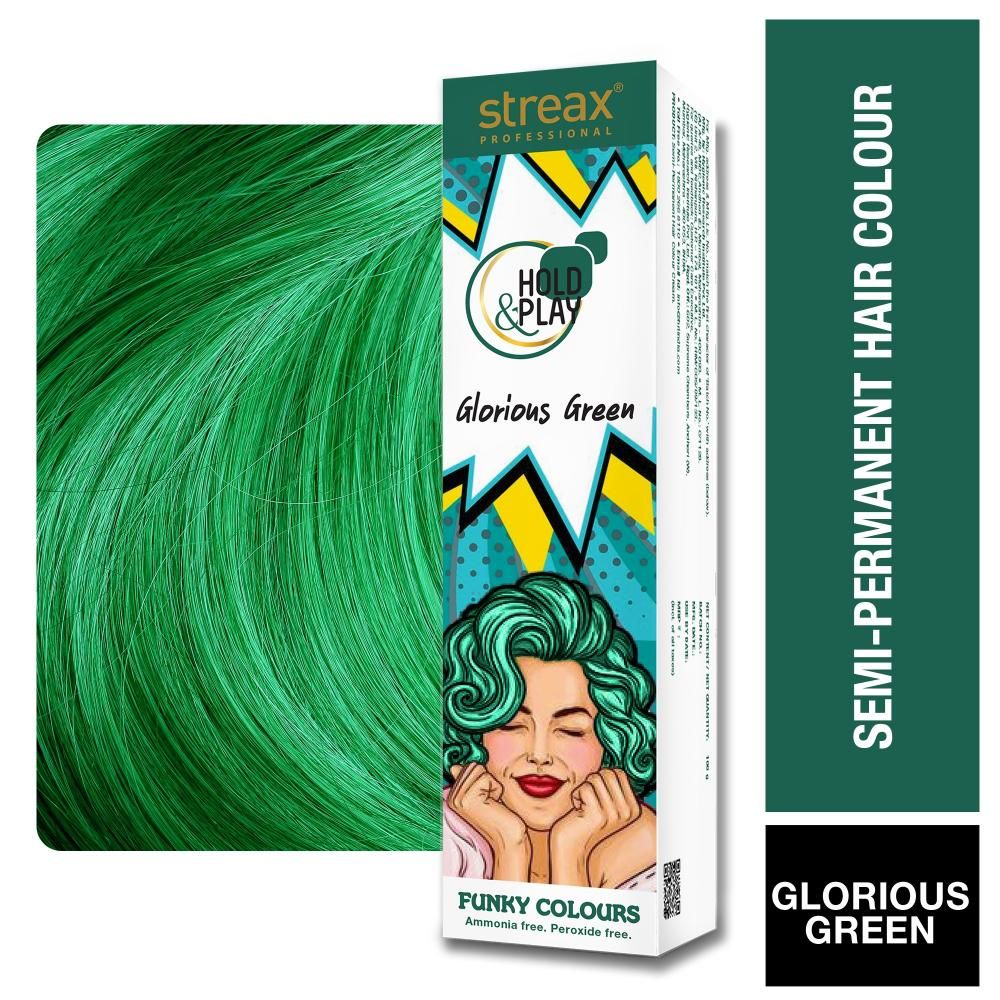 Buy Streax Professional Hold & Play Funky Colours - Glorious Green (100 g) - Purplle