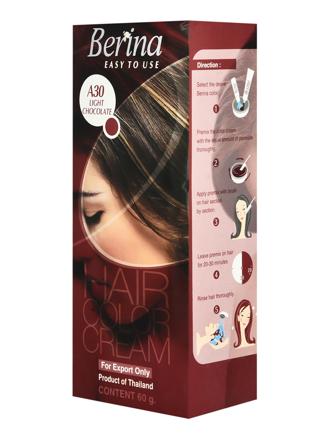 Buy Berina A30 Light Chocolate Hair Color Cream 60gm - Purplle