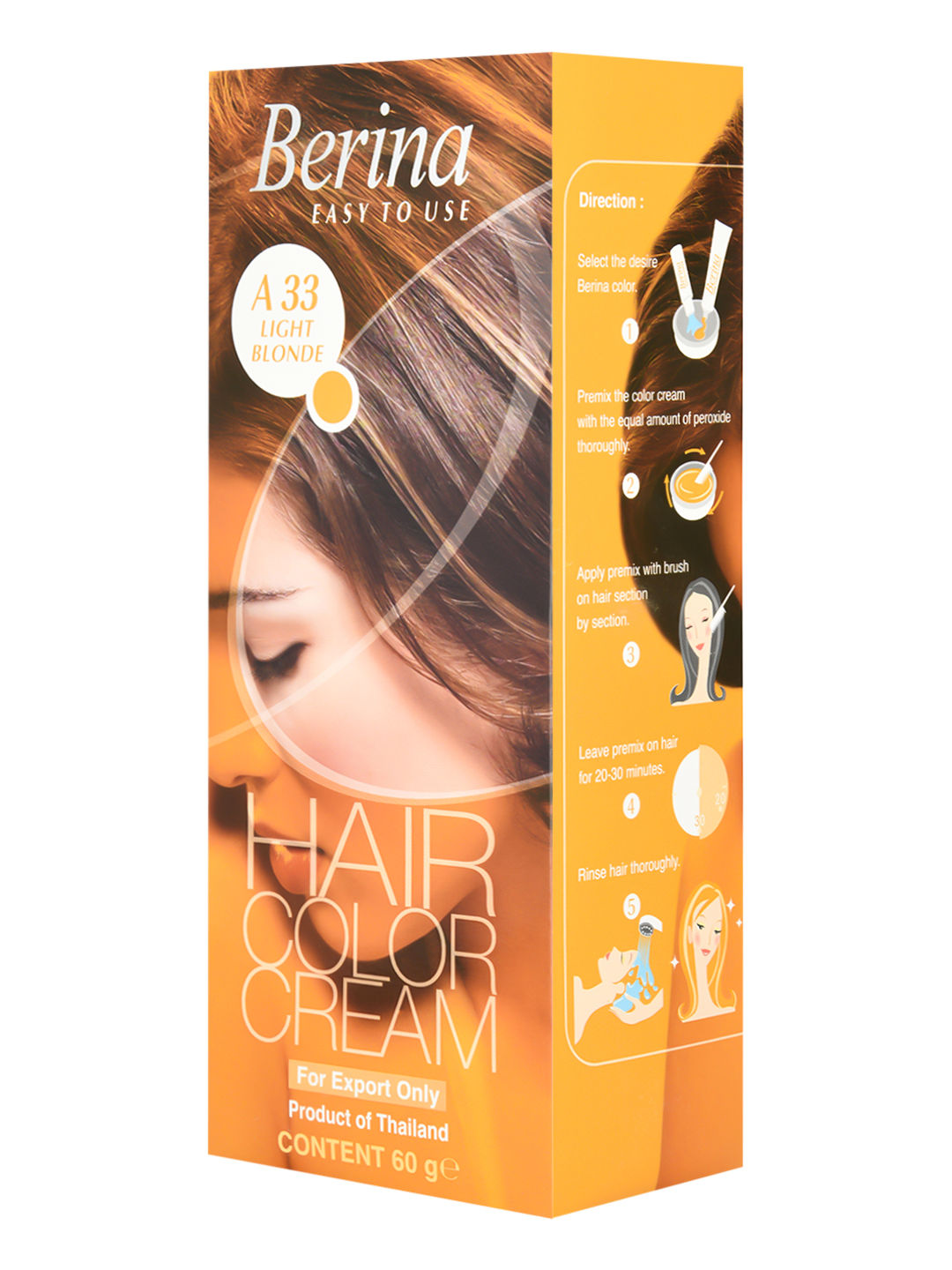 Buy Berina A33 Light Blonde Hair Color Cream 60gm - Purplle